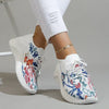 FlowerVibe Canvas Sneakers - Dames Ademende Sneakers met Retro Print