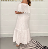 Anglaise™ Witte geborduurde Bardot maxi-jurk