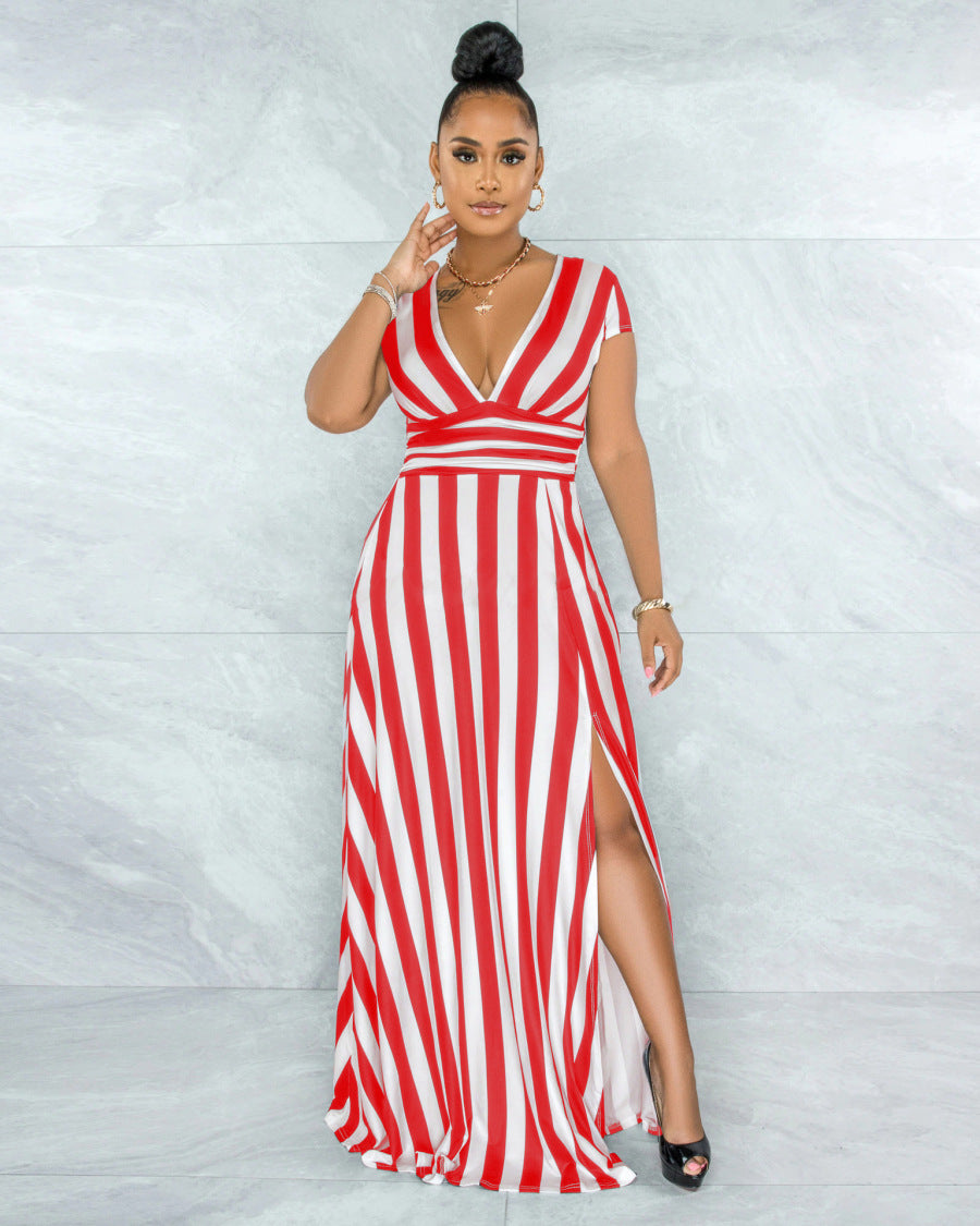 BeachBelle™ Sexy gestreepte jurk met hoge taille - Stralend de zomer in