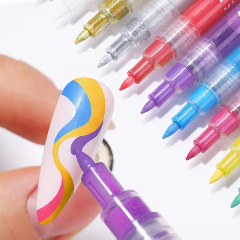 12 Farben Ultra Thin Curve Manicure Marker
