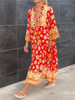 Afbeelding laden in Galerijviewer, Aviendha™ Maxi-jurk met lange mouwen en V-hals met bloemenprint - Stralend de Zomer in