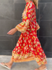 Afbeelding laden in Galerijviewer, Aviendha™ Maxi-jurk met lange mouwen en V-hals met bloemenprint - Stralend de Zomer in