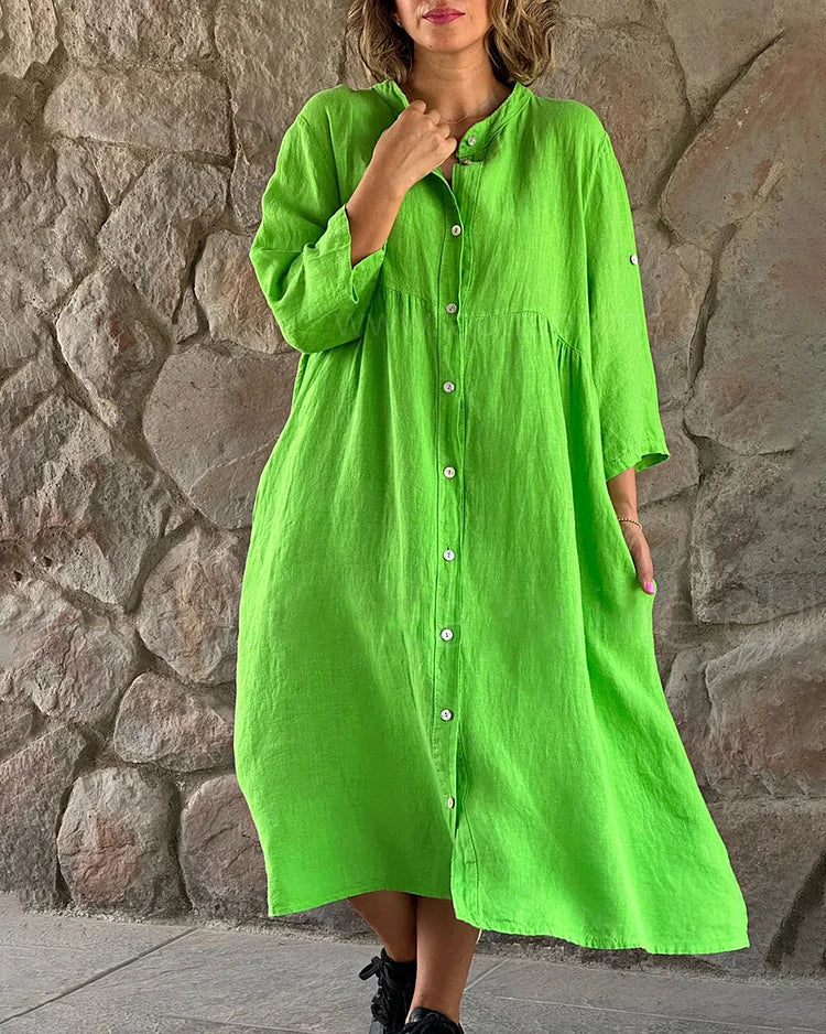 Coastal Charm™ Robe chemise ample en coton et lin