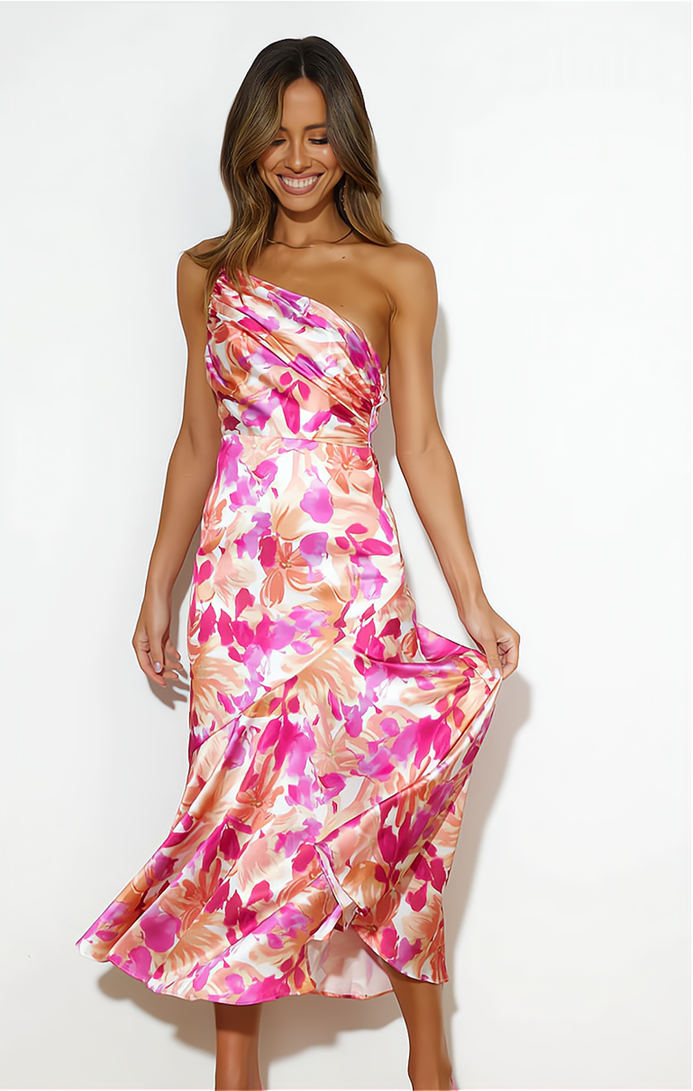 Charlène - Schulternahes Kleid mit floralem Muster